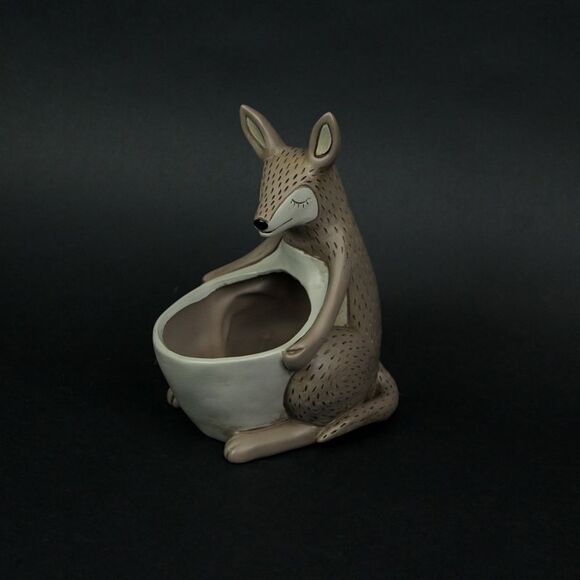 Brown Resin Kangaroo Succulent Planter Decorative Flower Pot With Drainage Plug - Picture 5 of 5